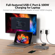 AV Access KD-E20 USB-C KVM Switch Docking Station for 2 Laptops & 4K Dual Monitor, 11-in-1 Design (100W PD), 1G Ethernet Port, EDID Emulation AV Access
