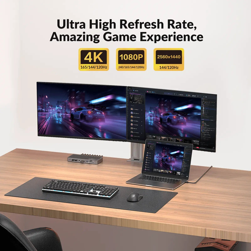 AV Access iDock B10 USB-C KVM Switch 11 in 1 Docking Station for 1 Laptop & 1 Desktop, 8K@60Hz Dual Monitors, 100W Charging, High-Speed USB 3.2, 1G Ethernet AV Access