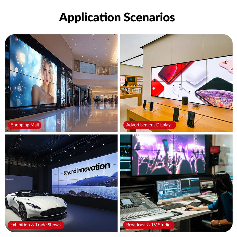 AV Access Versatile 2×4 4K HDMI & DP Video Wall Processor w/ Multiple Layouts, Cascaded up to 4×6, Bezel Correction, Wide-Screen Support (4KVW24)