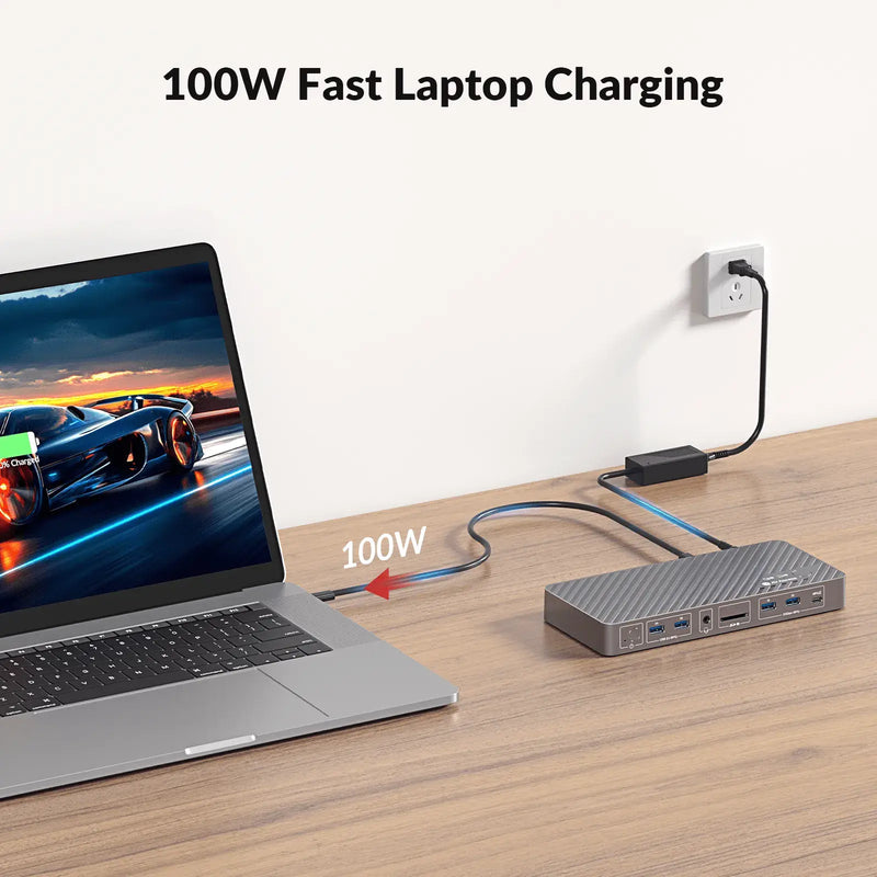 AV Access iDock B10 USB-C KVM Switch 11 in 1 Docking Station for 1 Laptop & 1 Desktop, 8K@60Hz Dual Monitors, 100W Charging, High-Speed USB 3.2, 1G Ethernet AV Access