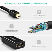 UGREEN Mini DisplayPort to HDMI Adapter Mini DP Male Female Thunderbolt 2.0 MacBook Pro Air Surface Pro Chromebook (10461) Ugreen