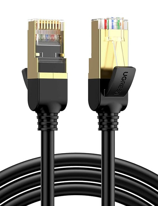 UGREEN 11268 Ethernet Cable Cat7 Networking Cord Patch Cable RJ45 10 Gigabit 600Mhz LAN Wire Cable STP-(3ft, Black)