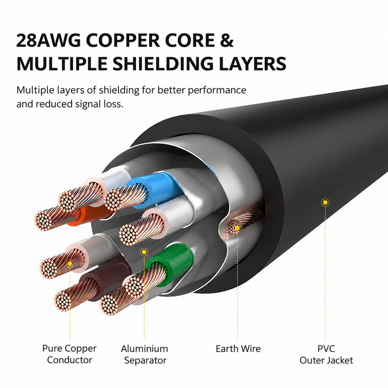 UGREEN 11273 shielded twisted-pair copper cable cutaway