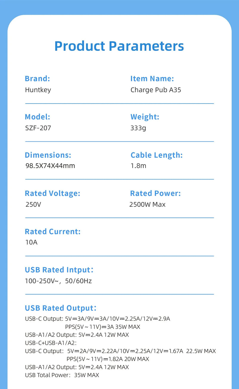 Huntkey Charge Pub Smart A35 Gan Charger cum Power Dock Huntkey