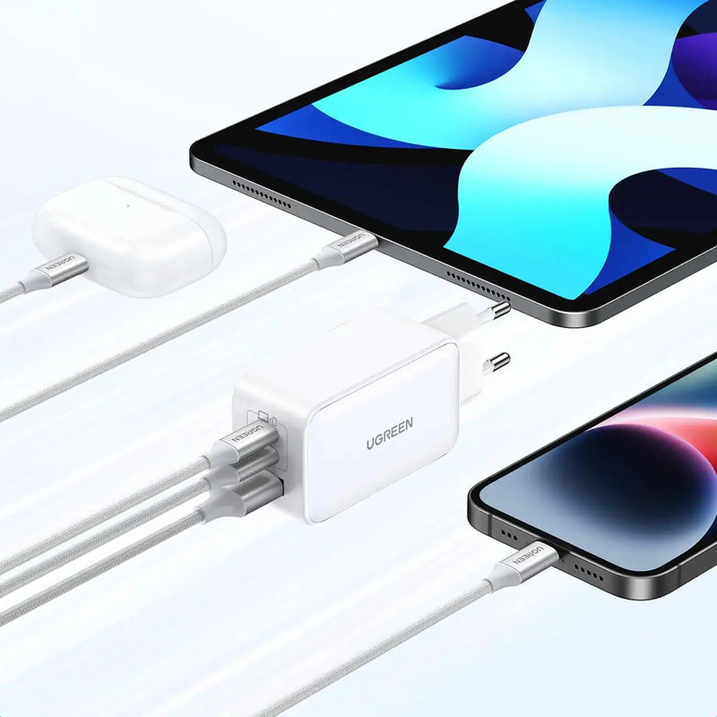 UGREEN Nexode 65W GaN Fast Charger 3-Port USB-C PD USB-A Wall Charger PPS MacBook iPad iPhone 15/14 Galaxy S24 White (15334) Ugreen