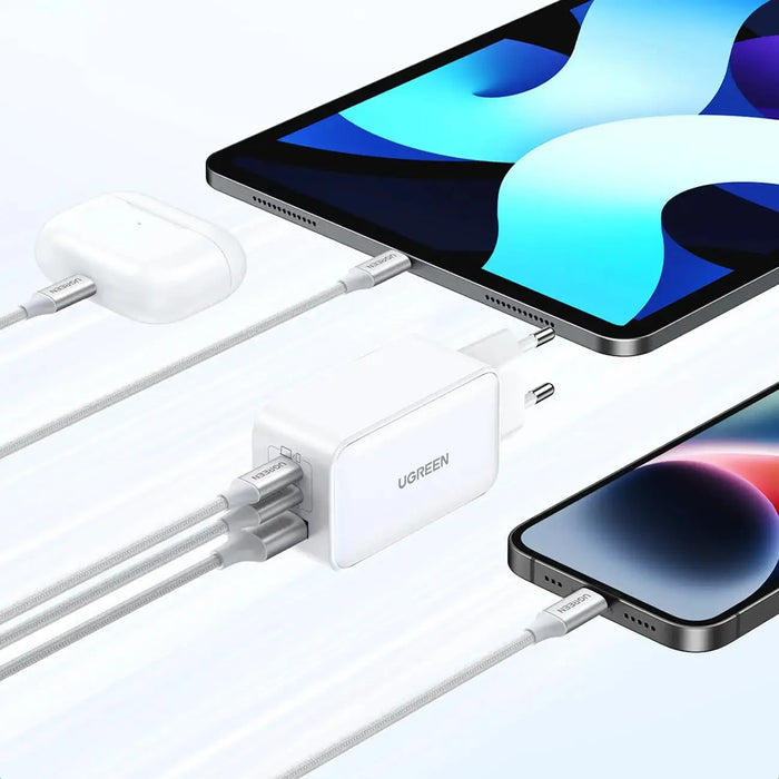 UGREEN Nexode 65W GaN Fast Charger 3-Port USB-C PD USB-A Wall Charger PPS MacBook iPad iPhone 15/14 Galaxy S24 White (15334) Ugreen
