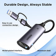 UGREEN 15389 HDMI video capture card durable design, always stable