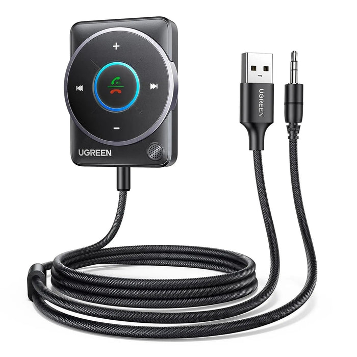 UGREEN Bluetooth 5.4 AUX Car Adapter Enhanced Connection Noise Cancellation Receiver Nylon Cable Car Music Hands-Free (35002)
