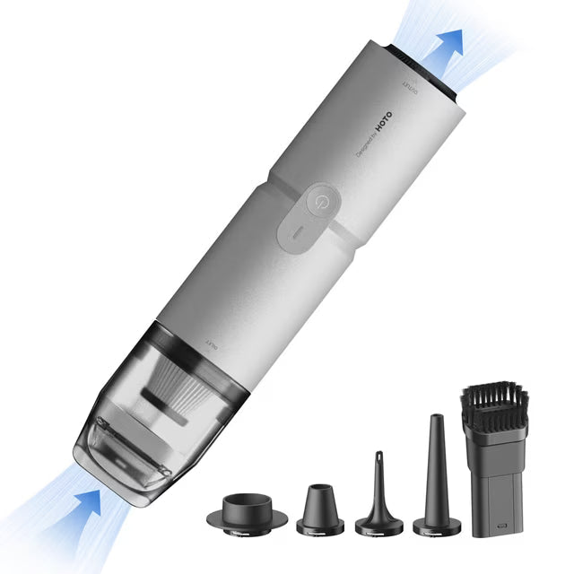HOTO 4-in-1 Portable Mini Cordless Air Duster & Vacuum | Blow, Vacuum, Inflate & Deflate | Rechargeable High-Power Cleaner for Keyboard, Camera, Car & Home (HOE0018US-S / QWCXA001)