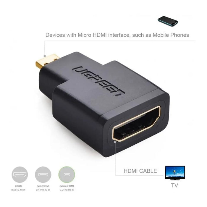 UGREEN Micro HDMI Male to HDMI Female Adapter - Black (20106)