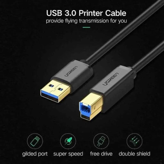UGREEN USB 3.0 A to B Printer Cable 1M High Speed Male to Male HP Canon Epson Brother Printer Scanner Fax Drive (30753)
