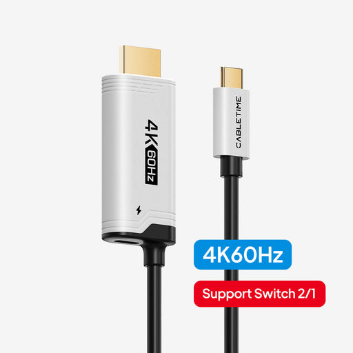 CABLETIME 4K60Hz USB C to HDMI Adapter Cable for Nintendo Switch 2 Mini Dock with PD100W