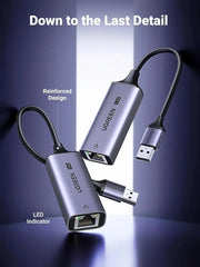 UGREEN USB to Ethernet Adapter 2.5Gb Aluminum USB 3.0 RJ45 Network LAN Dongle Laptop MacBook Air Pro XPS Windows (25051) Ugreen