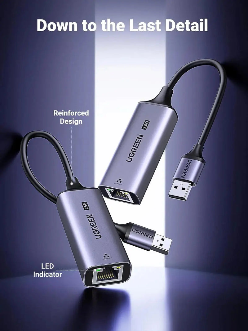 UGREEN USB to Ethernet Adapter 2.5Gb Aluminum USB 3.0 RJ45 Network LAN Dongle Laptop MacBook Air Pro XPS Windows (25051) Ugreen