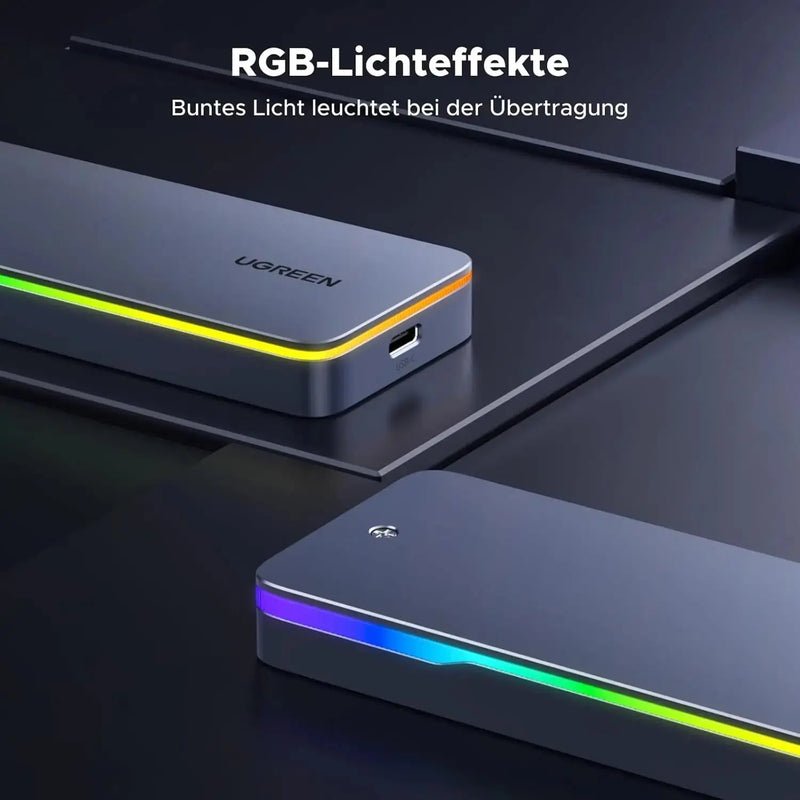 UGREEN M.2 NVMe SATA SSD Enclosure 20Gbps RGB USB C 3.2 Gen 2x2 M Key B+M 2280 MacBook M4 iPhone 16 Pro PS5 Switch (25665) Ugreen