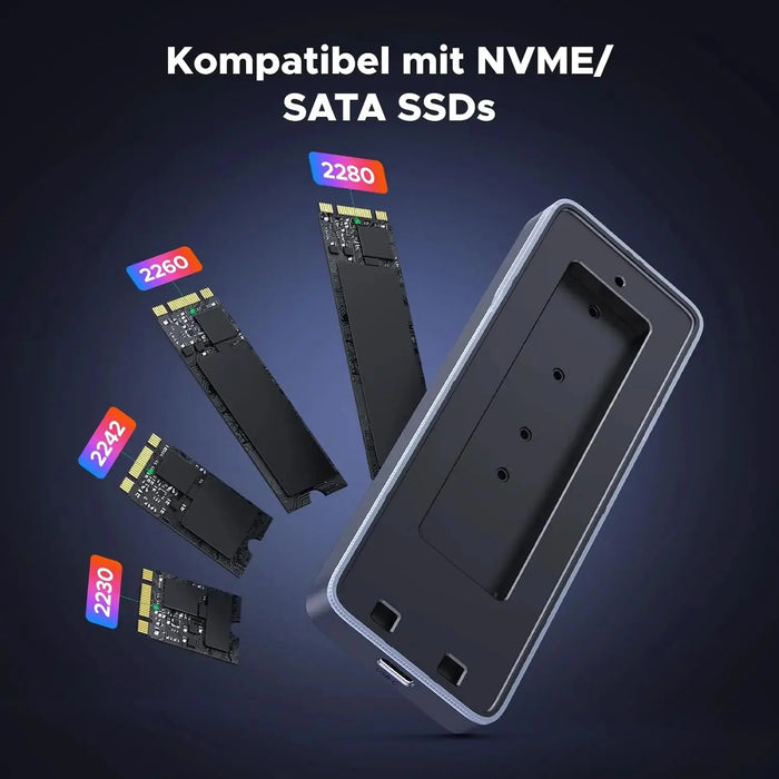 UGREEN M.2 NVMe SATA SSD Enclosure 20Gbps with RGB, USB C 3.2 Gen 2x2 M.2 Enclosure for M Key/B+M Key in 2230/2242/2260/2280, Compatible with MacBook 2024 M4, HP 14pro, iPhone 16 Pro Max, PS5, Switch (25665) TeckPot