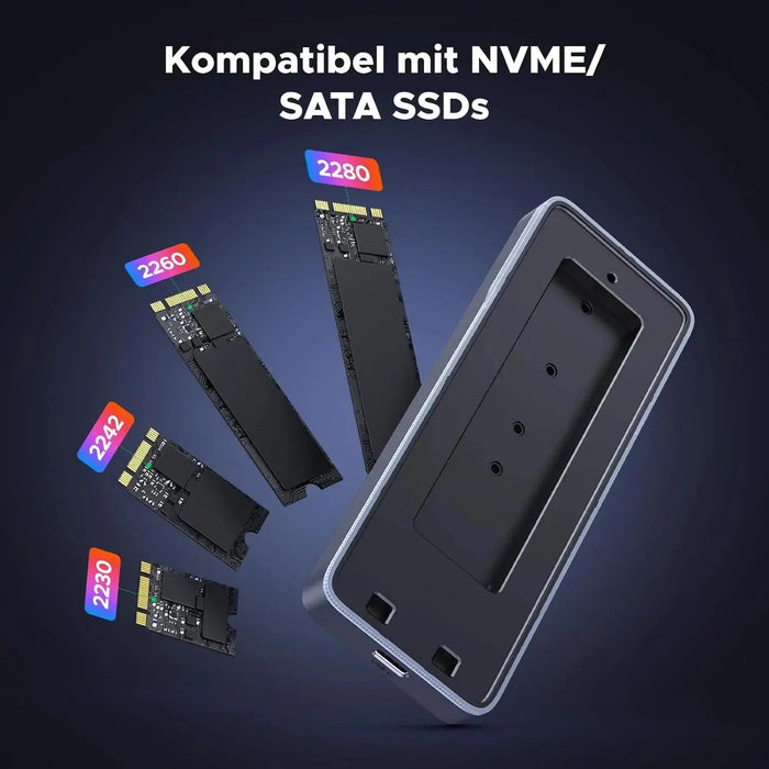 UGREEN M.2 NVMe SATA SSD Enclosure 20Gbps RGB USB C 3.2 Gen 2x2 M Key B+M 2280 MacBook M4 iPhone 16 Pro PS5 Switch (25665)
