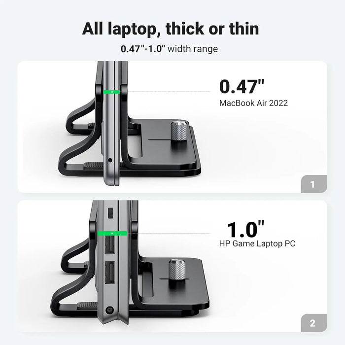 UGREEN Vertical Laptop Stand Adjustable Aluminum Dock MacBook Surface Chromebook 15.6 Inch Desktop Holder Space Saver (25706)