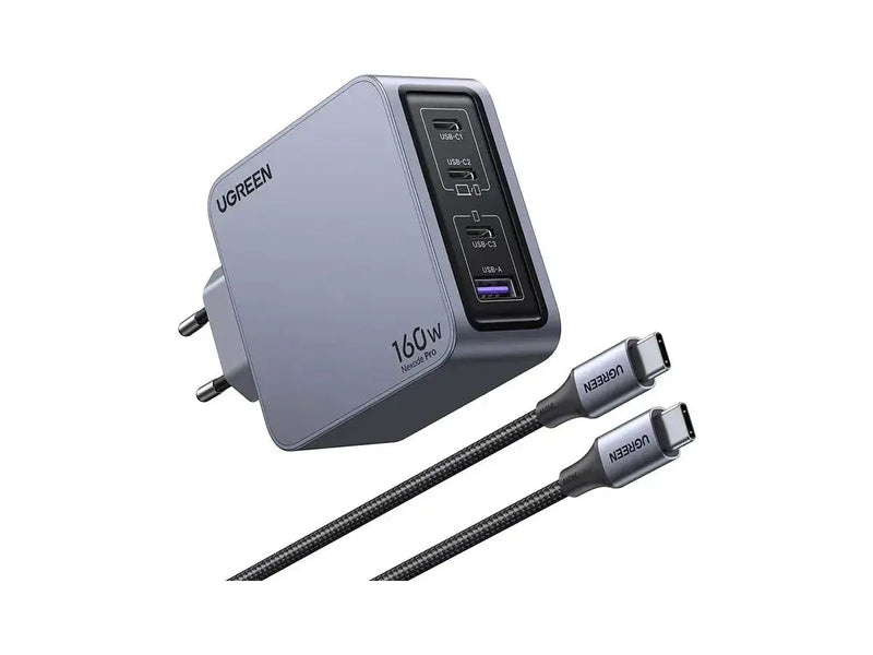 UGREEN Nexode Pro 160W GaN Charger 4-Port Desktop Station 3 USB-C 1 USB-A with Cable MacBook Pro iPhone 15 iPad 25877 Ugreen