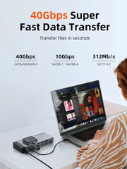 Cable Time 20 IN 1 DisplayLink Thunderbolt 4 Docking Station Triple Monitor for Macbook Pro | CT-TB201-AG