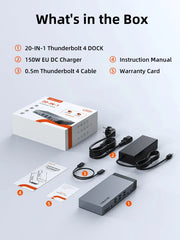 Cable Time 20 IN 1 DisplayLink Thunderbolt 4 Docking Station Triple Monitor for Macbook Pro | CT-TB201-AG