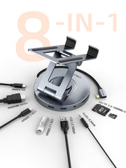 CABLETIME 8-in-1 Aluminum USB-C Hub Stand for iPad Pro Air