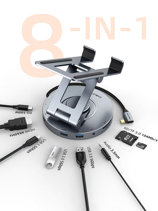 CABLETIME 8-in-1 Aluminum USB-C Hub Stand for iPad Pro Air