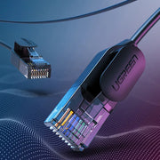 UGREEN NW122 70334 2m slim Cat 6A U/UTP ethernet cable, 10Gbps, in a data cabinet