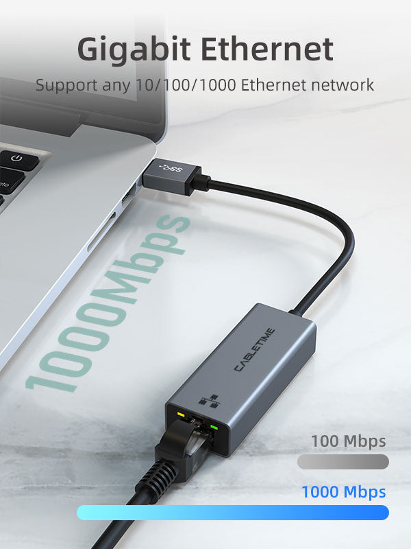 CABLETIME USB 3.0 to Gigabit Ethernet Adapter 1000Mbps RJ45