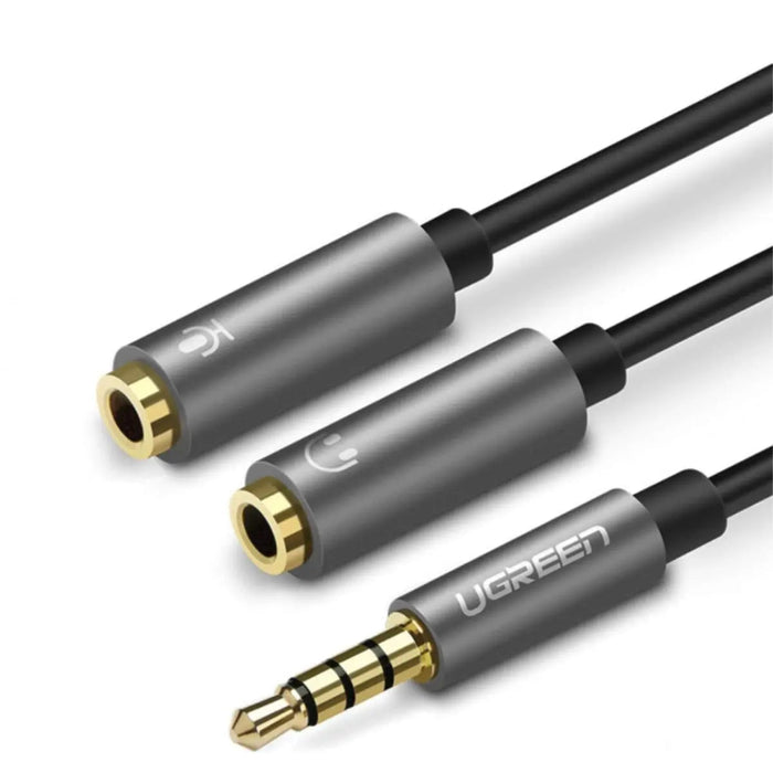UGREEN 3.5mm Audio Y Splitter Cable Male to 2 Female Earphone Headset Adapter PS4 Xbox Laptop Phone PC Gaming MIC Gray (30619)