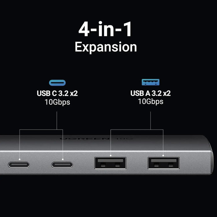 UGREEN USB C Hub 10Gbps, 4 Ports Aluminum USB 3.2 Splitter with 2 USB-C and 2 USB-A Data Ports (30758) Ugreen
