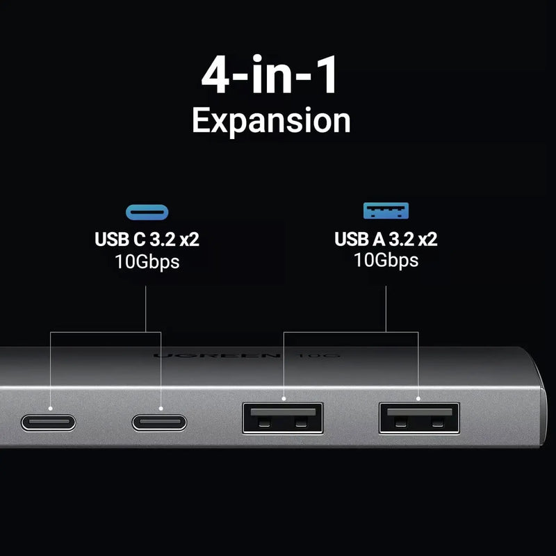 UGREEN USB C Hub 10Gbps 4 Port Aluminum USB 3.2 Splitter 2 USB-C 2 USB-A Data Ports Laptop MacBook PC Type-C Hub (30758) Ugreen