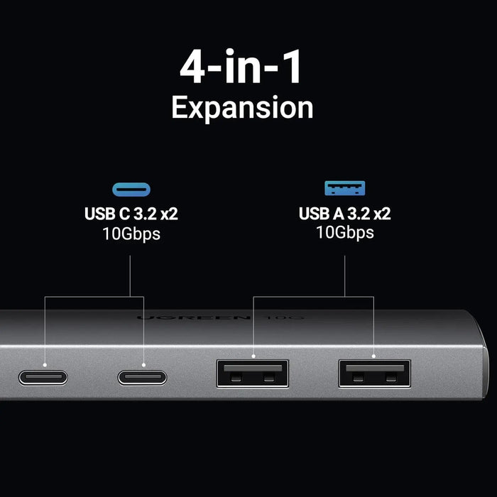 UGREEN USB C Hub 10Gbps 4 Port Aluminum USB 3.2 Splitter 2 USB-C 2 USB-A Data Ports Laptop MacBook PC Type-C Hub (30758) Ugreen
