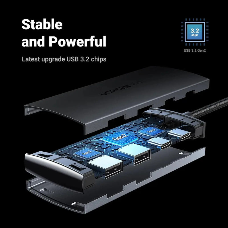UGREEN USB C Hub 10Gbps 4 Port Aluminum USB 3.2 Splitter 2 USB-C 2 USB-A Data Ports Laptop MacBook PC Type-C Hub (30758) Ugreen