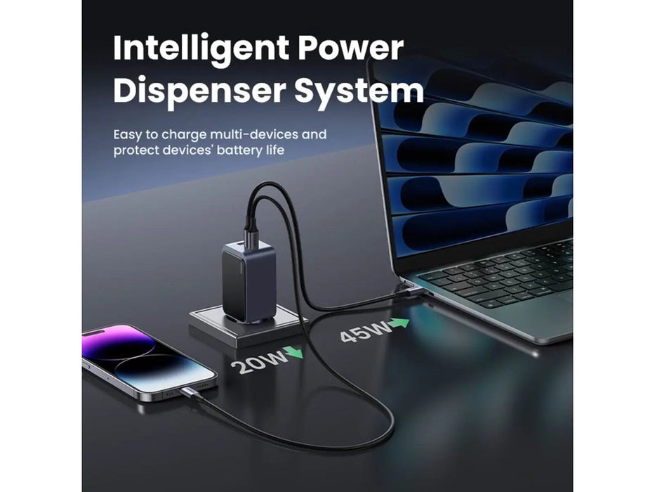 UGREEN Nexode S 65W GaN Fast Charger 3-Port USB-C Wall Charger 2 USB-C PD 1 USB-A MacBook iPhone 15 Galaxy iPad (35042)