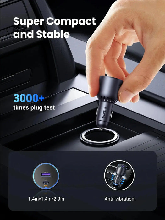 UGREEN 63W USB C Car Charger PD 45W PPS QC3.0 18W Fast Charging iPhone 15/14 iPad MacBook Samsung Galaxy S25/S24 (35023) Ugreen