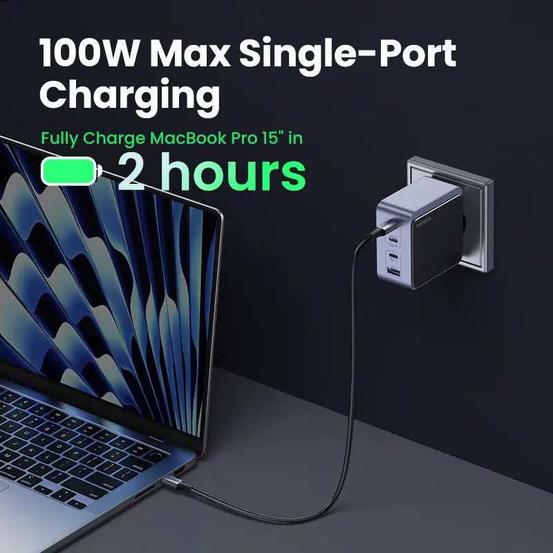 UGREEN Nexode S 100W 4-Port GaN Fast Wall Charger USB-C Power Delivery USB-A Compact Foldable MacBook iPhone iPad (35043) Ugreen