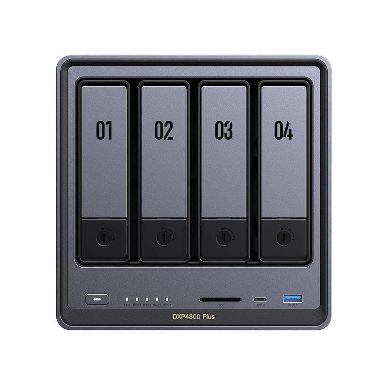 UGREEN NASync DXP4800 Plus 4-Bay Desktop NAS, Intel Pentium Gold 8505 5-Core CPU, 8GB DDR5 RAM, 128G SSD, 1 * 10GbE, 1 * 2.5GbE, 2 * M.2 NVMe Slots, 4K HDMI, Network Attached Storage (Diskless/35260) Ugreen