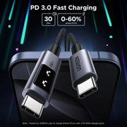 UGREEN USB C to USB C Cable 0.5M 1.6ft 100W Fast Charging Type-C LED Display iPhone 16 Pro Max 15 MacBook iPad Galaxy (45612) Ugreen