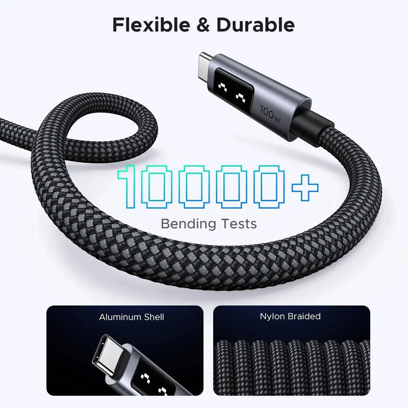 UGREEN USB C to USB C Cable 0.5M 1.6ft 100W Fast Charging Type-C LED Display iPhone 16 Pro Max 15 MacBook iPad Galaxy (45612) Ugreen