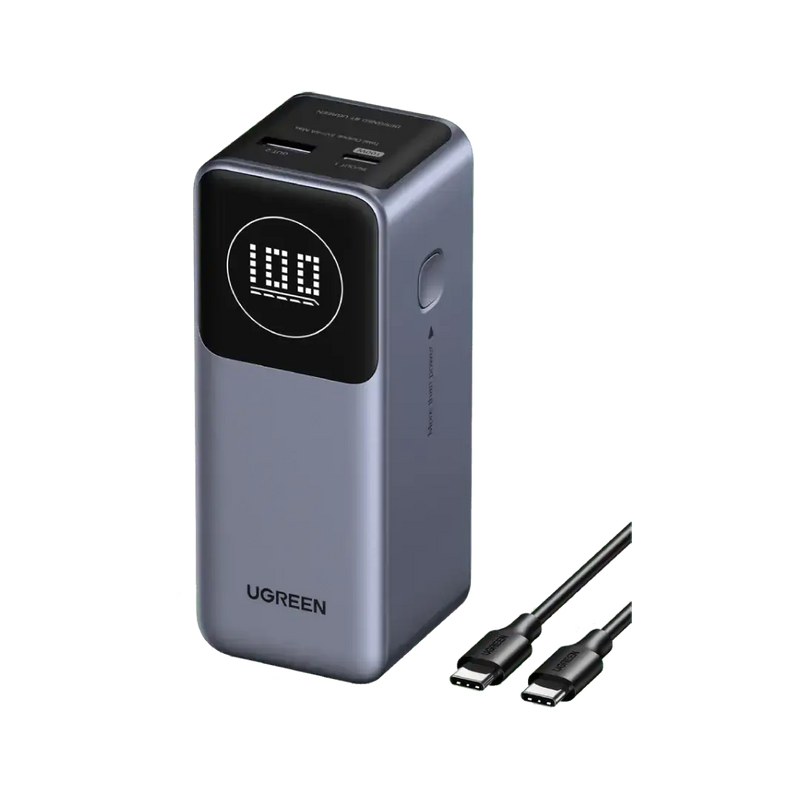 UGREEN Nexode Power Bank 12000mAh 100W PD PPS Fast Charging 1 USB-C 1 USB-A Smart Display MacBook iPad iPhone 16 (35526B) Ugreen