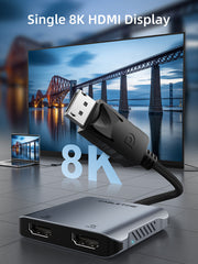 CABLETIME DisplayPort to Dual HDMI Adapter, Dual 4K@60Hz & 8K@30Hz, MST | CT-DM2H8K-AG - image 3