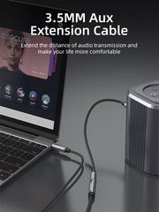 CABLETIME 3.5mm Male to Female AUX Audio Extension Cable, Gold-Plated Nylon Braided Stereo Extension Cable