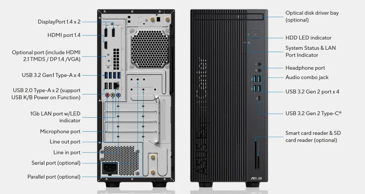 ASUS ExpertCenter D9 Mini Tower (D901MDR)- i7-14700 (VPRO Essential)/ 16GB DDR5 5600MHz / 512GB PCIE G4 SSD / No OS - TeckPot