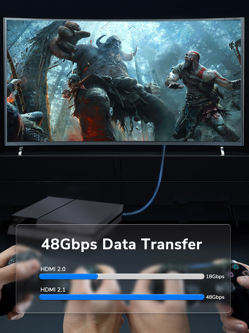 CABLETIME Ultra-Thin HDMI 2.1 Cable, 48Gbps, 8K@60Hz / 4K@120Hz, 1m / 2m