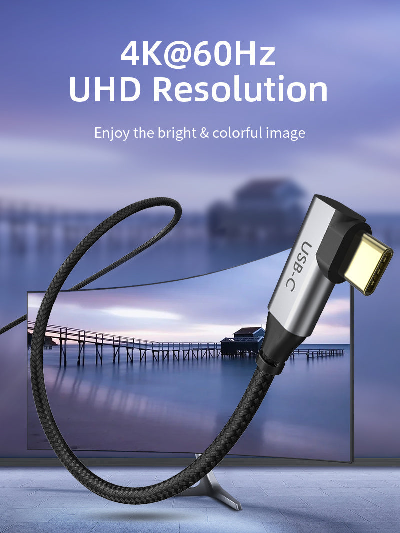CABLETIME USB-C to HDMI Cable 4K 60Hz Right Angle for MacBook Pro