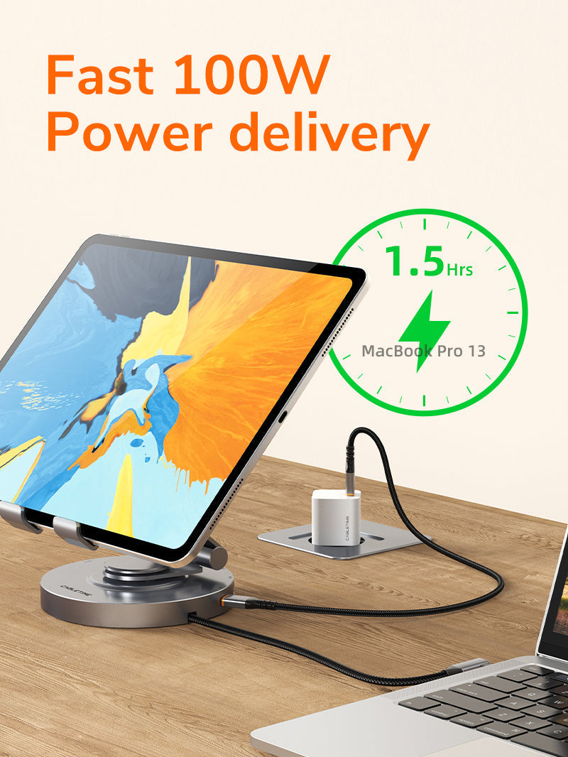 CABLETIME 8-in-1 Aluminum USB-C Hub Stand for iPad Pro Air