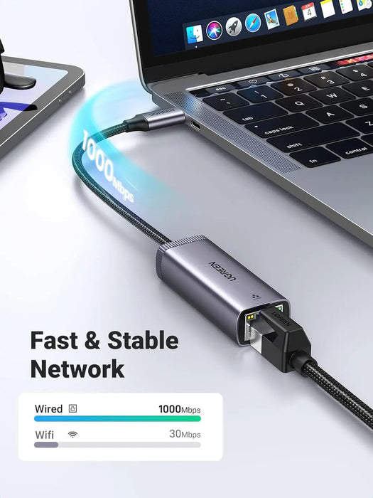 UGREEN USB C to Ethernet Adapter Gigabit 1000 Mbps LAN Network RJ45 Internet Nintendo Switch Laptop MacBook Surface (40322)