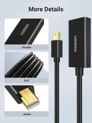 UGREEN Mini DisplayPort to HDMI Converter 4K Thunderbolt 2.0 Adapter Cable MacBook Pro iMac Video Display Cord (40360) Ugreen