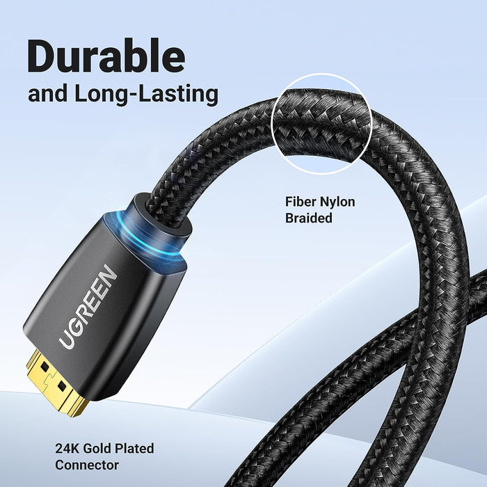 UGREEN 10m 4K@60Hz Braided HDMI 2.0 Male To Male Round Cable With Ethernet 18Gbps 3D Compatible with UHD TV Monitor Computer Xbox 360 PS5 PS4 Blu-ray and More - Gold (40414)